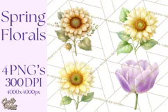 Spring Flower Clipart, Floral Clip Art PNG, Watercolor Product Image 1