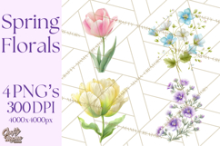 Spring Flower Clipart, Floral Clip Art PNG, Watercolor Product Image 1