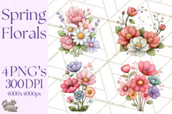 Spring Floral Clipart, Whimsical Flowers PNG, Pastel Tulips Product Image 1