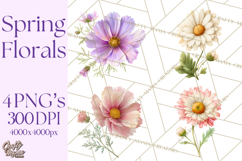 Spring Flower Clipart, Floral Clip Art PNG, Watercolor Product Image 1