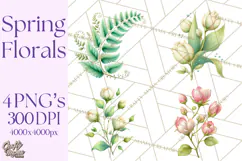 Spring Flower Clipart, Floral Clip Art PNG, Watercolor Product Image 1