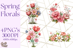 Spring Floral Clipart, Whimsical Flowers PNG, Pastel Tulips Product Image 1