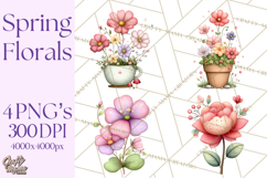 Spring Floral Clipart, Whimsical Flowers PNG, Pastel Tulips Product Image 1