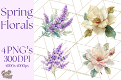 Spring Flower Clipart, Floral Clip Art PNG, Watercolor Product Image 1