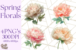 Spring Flower Clipart, Floral Clip Art PNG, Watercolor Product Image 1