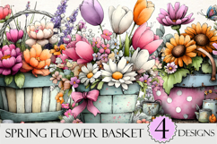 Spring Flower Basket Clipart Product Image 1