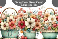 Spring Flower Basket Clipart PNG Product Image 1