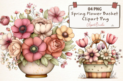 Spring Flower Basket Clipart Png Product Image 1
