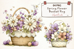 Spring Flower Basket Clipart Png Product Image 1