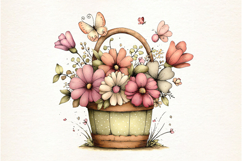 Spring Flower Basket Clipart Png Product Image 2