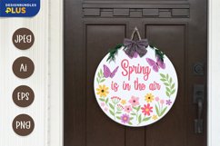 Spring is in The Air with Blooming Flowers Round Door Sign Product Image 1