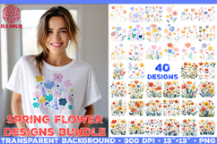 Spring Flower Sublimation Design and Floral Clipart Bundle Product Image 1