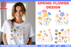Spring Flower Sublimation Designs, Modern Botanical Floral Product Image 1