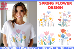 Spring Flower Sublimation Design and Floral Clipart Bundle Product Image 5