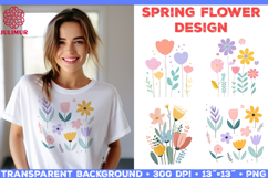 Spring Flower Sublimation Designs, Modern Botanical Floral Product Image 1