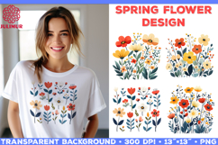 Spring Flower Sublimation Design and Floral Clipart Bundle Product Image 11