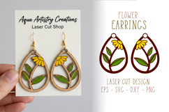 Spring Flower Earrings Laser Cut Template Product Image 1