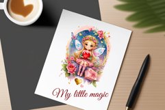 This watercolor clipart featuring a charming flower fairy will be a perfect addition to your spring ideas. Immerse yourself in the world of flowers and fantasy with this delightful clipart!