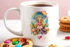 This watercolor clipart featuring a charming flower fairy will be a perfect addition to your spring ideas. Immerse yourself in the world of flowers and fantasy with this delightful clipart!