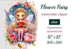 This watercolor clipart featuring a charming flower fairy will be a perfect addition to your spring ideas. Immerse yourself in the world of flowers and fantasy with this delightful clipart!