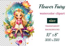 This watercolor clipart featuring a charming flower fairy will be a perfect addition to your spring ideas. Immerse yourself in the world of flowers and fantasy with this delightful clipart!