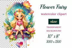 This watercolor clipart featuring a charming flower fairy will be a perfect addition to your spring ideas. Immerse yourself in the world of flowers and fantasy with this delightful clipart!