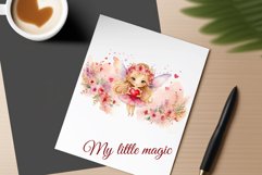 This watercolor clipart featuring a charming flower fairy will be a perfect addition to your spring ideas. Immerse yourself in the world of flowers and fantasy with this delightful clipart!