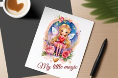 This watercolor clipart featuring a charming flower fairy will be a perfect addition to your spring ideas. Immerse yourself in the world of flowers and fantasy with this delightful clipart!