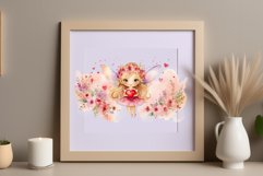 This watercolor clipart featuring a charming flower fairy will be a perfect addition to your spring ideas. Immerse yourself in the world of flowers and fantasy with this delightful clipart!