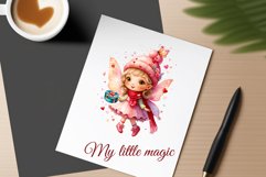This watercolor clipart featuring a charming flower fairy will be a perfect addition to your spring ideas. Immerse yourself in the world of flowers and fantasy with this delightful clipart!