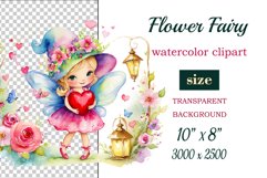 This watercolor clipart featuring a charming flower fairy will be a perfect addition to your spring ideas. Immerse yourself in the world of flowers and fantasy with this delightful clipart!
