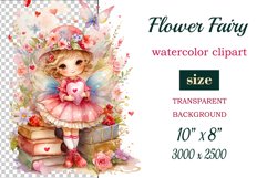 This watercolor clipart featuring a charming flower fairy will be a perfect addition to your spring ideas. Immerse yourself in the world of flowers and fantasy with this delightful clipart!