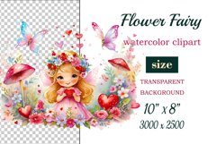 This watercolor clipart featuring a charming flower fairy will be a perfect addition to your spring ideas. Immerse yourself in the world of flowers and fantasy with this delightful clipart!