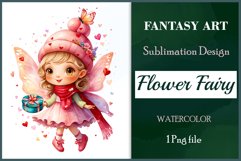 This watercolor clipart featuring a charming flower fairy will be a perfect addition to your spring ideas. Immerse yourself in the world of flowers and fantasy with this delightful clipart!