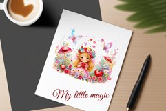 This watercolor clipart featuring a charming flower fairy will be a perfect addition to your spring ideas. Immerse yourself in the world of flowers and fantasy with this delightful clipart!