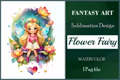 This watercolor clipart featuring a charming flower fairy will be a perfect addition to your spring ideas. Immerse yourself in the world of flowers and fantasy with this delightful clipart!