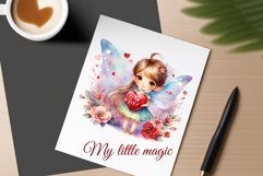 This watercolor clipart featuring a charming flower fairy will be a perfect addition to your spring ideas. Immerse yourself in the world of flowers and fantasy with this delightful clipart!