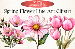 Spring Flower Line Art Clipart Product Image 1