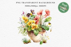 watercolor floral wreath, flowers pot clipart, sublimation nursery, spring, wedding invitation