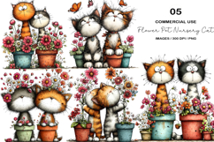 Spring Flower Pot Nursery Cat Clipart Product Image 1