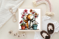 Spring Flower Pot Nursery Cat Clipart Product Image 3
