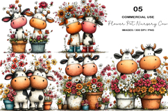 Spring Flower Pot Nursery Cow Clipart Product Image 1
