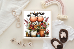 Spring Flower Pot Nursery Cow Clipart Product Image 3