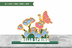 Hello Spring, Flowers and Butterfly with Stand Base Lasercut Product Image 1
