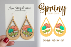 Floral Earring, Flowers Spring Earring, Laser Cut Template Product Image 1