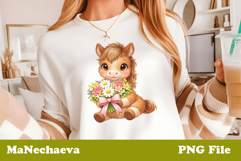 Spring Floral Animal Sublimation | Cute Baby Horse Clipart Product Image 1