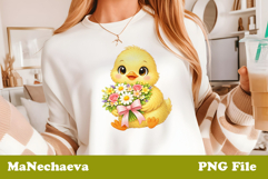 Spring Floral Animal Sublimation | Cute Baby Chick Clipart Product Image 1