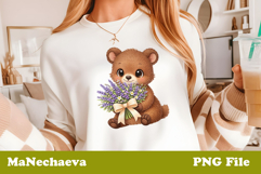 Spring Floral Animal Sublimation | Cute Baby Bear Clipart Product Image 1