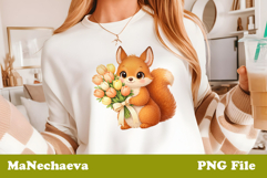 Spring Floral Animal Sublimation Cute Baby Squirrel Clipart Product Image 1