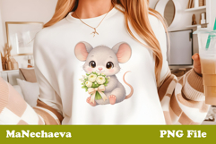 Spring Floral Animal Sublimation | Cute Baby Mouse Clipart Product Image 1